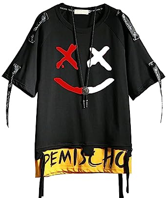 Hello MrLin Men's Techwear Hip Hop T-Shirt Streetwear Fashion Short Sleeve Top