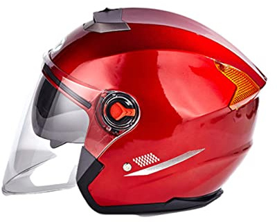 RYDZCLH Retro Open Face 3/4 Helmet ATV Motorbike Moped Street Helmet Men Women Crash Summer Scooter Light Moped Helmet Vintage Motorcycle Half Shell Helmet DOT/ECE Approved Jet Helmet,red
