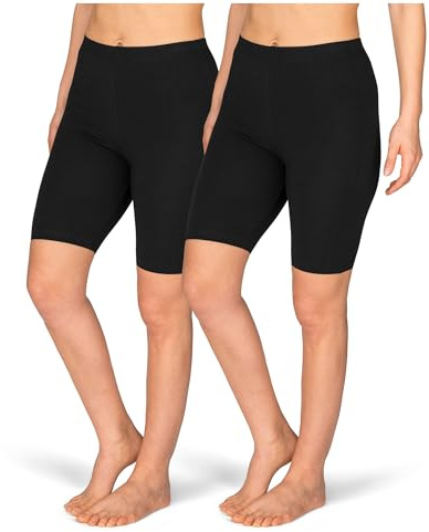 SES Pantaloni corti da ciclista, da donna, in cotone, comodi, da ciclismo, da donna, in cotone, con vestibilità perfetta, adatti come pantaloni corti da ciclismo da donna, Nero , 48-50