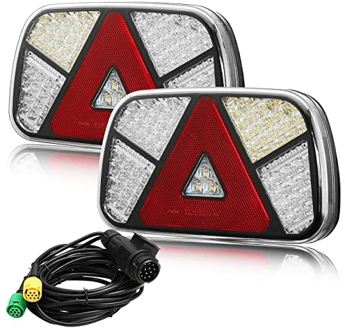 ETUKER LED-Rückleuchten-Set, 12 V, wasserdicht, universal, für Anhänger, mit 13-poligem Stecker – Kabel 4 m, für Wohnwagen, LKW, Traktor, Anhänger