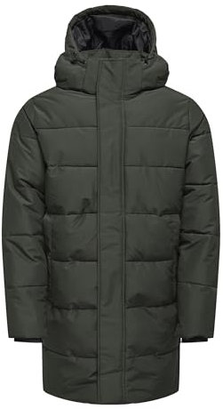 ONLY & SONS Male Quilted Jacket Long, Peat, M