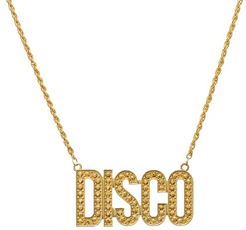 JKJF Disco Sign Halsband Hip Hop Guldkedja Choker Disco Hänge Halsband 80-tal 90-talet Rappare Guldkedja för Män Kvinnor Mottoparty Karneval Party Cosplay Tillbehör