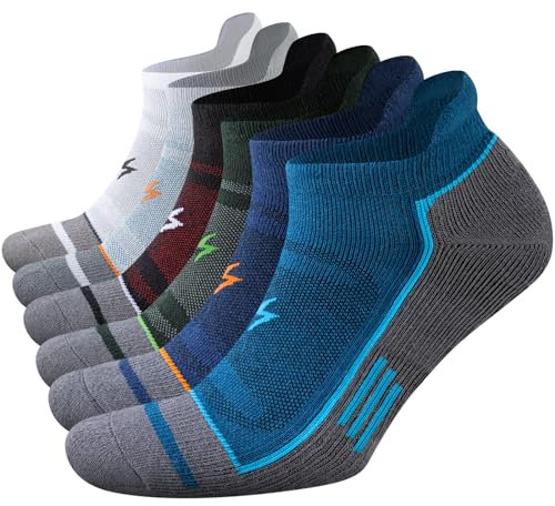 Cirorld Cushioned Running Socks, Ankle Trainer Socks for Men & Women, Anti-Blister & Sweat Wicking, Breathable Cotton sock for Sports, Gym, Walking and Daily, 6 Pairs