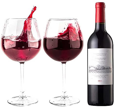 the mask el turko Copas de vino grandes de gran tamaño, copa de vino gigante, botella de vino enorme, copas de vino extragrandes con tallo, (juego de 2 botellas de vidrio) (26 onzas/780 ml)
