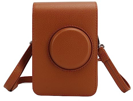 Skyddsfodral för Mini EVO-kamera, PU-läder Retro Kameraväska med Justerbar Axelrem för Utomhusfotografering (Brun)
