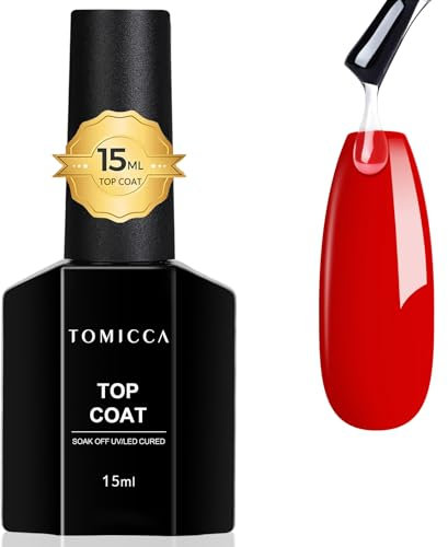 TOMICCA 15ML No Wipe Top Coat UV Nagellack Gel Für Gelnägel High Gloss Top Coat Gel Nagellack Nail Art Starter Manicure Salon DIY at Home