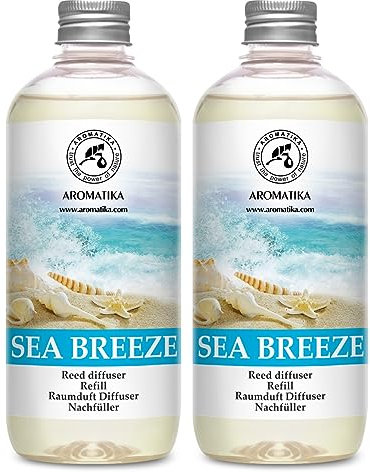 Recambio de Difusor Set Brisa Marina 2х500ml - Refill reed diffuser Sea breeze - Difusores Aromáticos - Fragancia Fresca Ambientador - Difusor Perfumado - Fragancia para Habitación