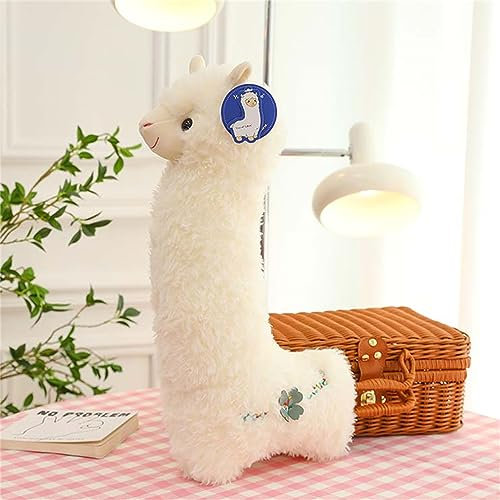 GLITZFAS Alpaka Kuschelkissen Kuscheltiere, Kawaii Plüschtier Stofftier Langes Kissen, XXL Groß Cartoon Alpaka Geschenk Plüschkissen (55 cm, Weiß)