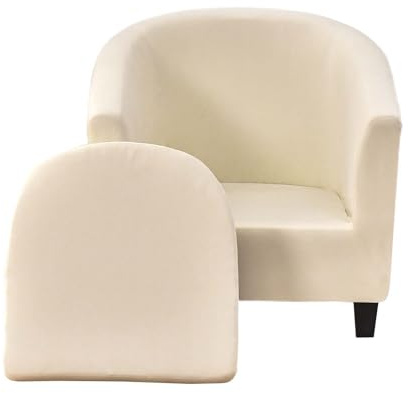 JUNLEBUYI Housse De Fauteuil Club Ensemble De Deux Pièces Housse De Fauteuil Chesterfield Extensible Salon Fauteuil Cabriolet Tub Chair avec Housse De Coussin (7#)