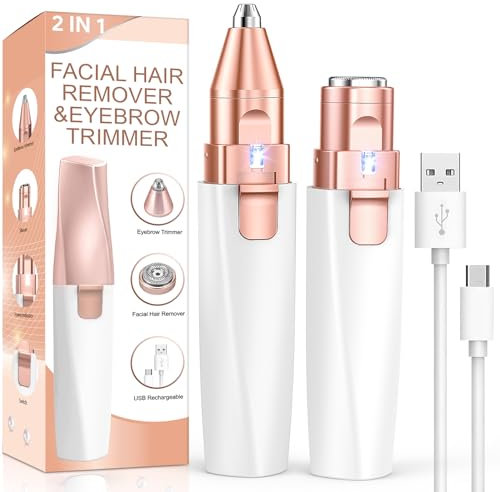 Augenbrauenrasierer und Gesichtshaarentferner für frauen elektrisch: 2-in-1 Rasierer Damen Gesicht, Augenbrauen Trimmer und Gesichtsrasierer für damen, Vinmall epilierer damen gesicht für unterwegs