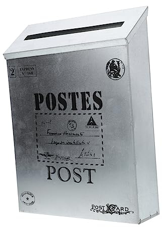Vintage Eisenbriefkasten für Außenwand und Haushalt Silber Dekorativ | Retro Stil mit Dekorativen Mustern, Praktische Wandmontage, Passend für Außenbereich und Zuhause