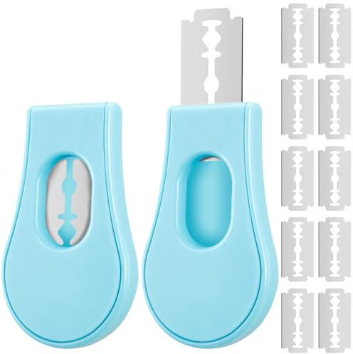 2Pcs Bäckermesser, Brot Schneide Werkzeug inkl. 20 Rasierklingen, Teig Rasiermesser, Bäckermesser Brot mit Rasierklinge, Teigmesser Set, Brot Scoring Cutter für Gerade Geschwungene Schnitte(blau)