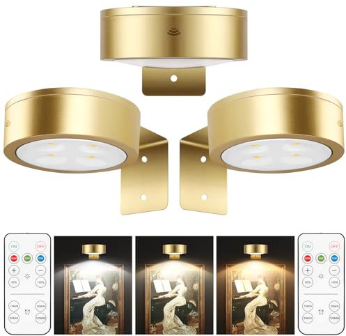 3pcsLumière Murale Peinture Lumière avec 3 couleurs d'éclairage,Lumière d'image de batterie avec télécommande, Lumière de peinture murale magnétique pour affichage d'art,Dimmable Led Accent