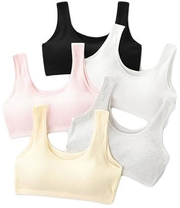Yolhloy Bustier Mädchen Sport BH Baumwolle Unterwäsche mit Abnehmbaren Gepolsterte Bralette Top für Kinder Teenager 10-15 Jahre