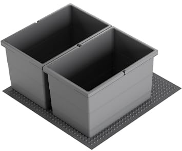 Hailo Abfallsammler 3301612 Einsatz | Allegro Abfalleimer 2fach flexiebel | Einbau Mülleimer passend in 60 cm Schrankauszug | Antirutschmatte Inneneimer in der Höhe 220 in Kunststoff Dunkelgrau