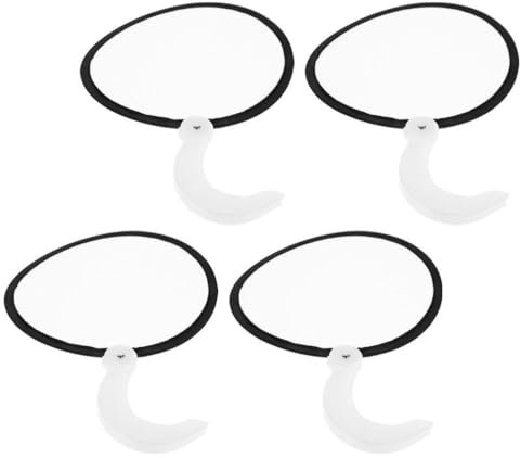 Kichvoe 4 Stück-pack Runde Faltfächer Schwarz für Damen, Handlich