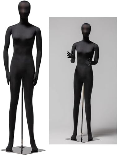 DZYHFCO Bewegliche Schaufensterpuppe Ganzkörperpuppe, flexible Kleiderform, Torso, Schneiderpuppe für Kleidung, Modellpuppen mit Kopf und Armen (Farbe: Schwarz, Größe: weiblich)