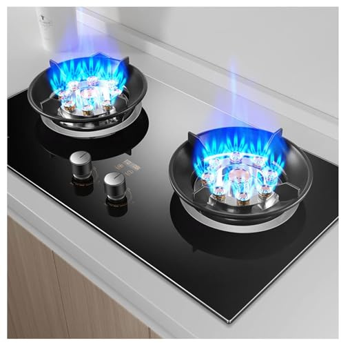 Estufa De Cocina Con Llama Ajustable - Vidrio Templado Estufas De Gas Butano, Quemador Doble, Estufa De Gas Casera Fácil De Limpiar, Cocina De Gas De Dos Fuegos Con Función De Temporizador ( Size : LP