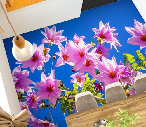 Benutzerdefinierte Boden Wasserdichte Stereo-Aufkleber 3D Rosa Blume, 150 * 105cm 3D-Bodenfliesen Aufkleber Bodenbelag Tapete Wandbild PVC Wasserdicht selbstklebende Tapete Wohnkultur
