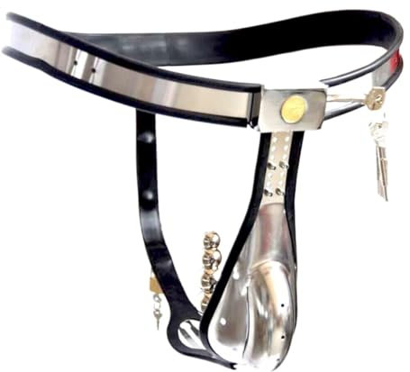 YXYjLb Edelstahl Male Unterwäsche Keuchheitsgürtel Herren mit Analplug Extrem Edelstahl Atmungs Peniskäfig Chastity Cage Cock Cage SM Bondage Fetisch Sex Spielzeug für Paare(76cm/82cm)