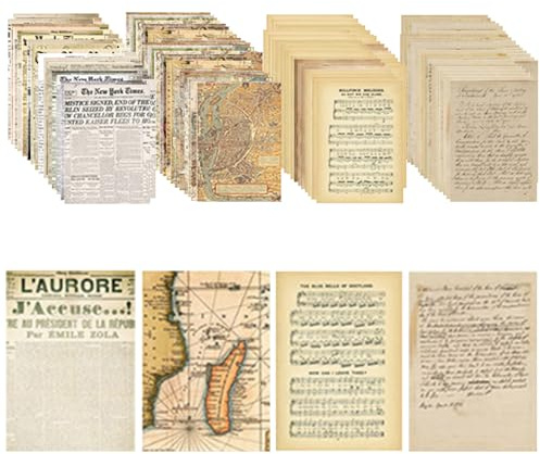 milaosk 120 Stk Scrapbook Papier Deko 14x20cm Vintage Scrapbooking Zubehör | Sticker Dekoratives Journal Zubehör Scrapbook Zubehör DIY Art Deco Papier Basteln für Notizbücher, Fotoalben