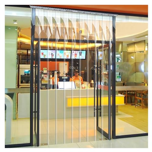 SYFXZZDS Cortina de Tiras de PVC para Puerta, Interior Exterior Prueba de Viento Cortina de Tira de Plástico PVC 1,3mm Cortina PláStico Puerta Para Polvo de Taller, Granero, Perros(75x260cm/29.53x102.