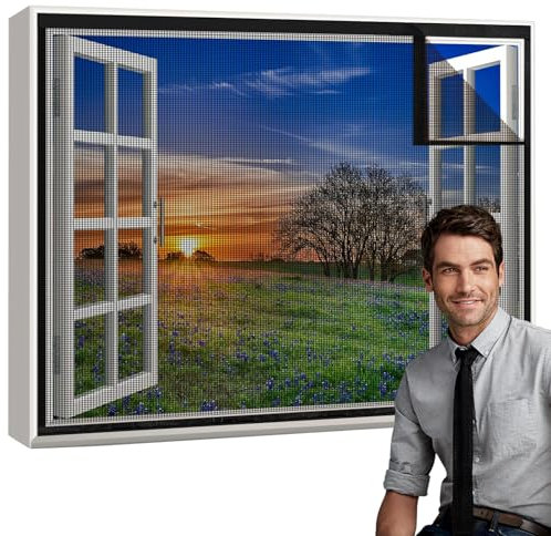 Fliegengitter Fenster, Sommer Moskitonetze, Fliegengitternetze, Insektenschutz Fenster, Mückenschutz ohne Bohren mit Klebeband,Verdunkelung, Sichtschutz für Fenster