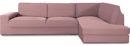 ECOMMERC3 | Copridivano Chaiselongue Braccio destro con schienale super elastico - Copridivano con chaise longue, rosa, traspirante, con schiuma e gomma, valida destra o sinistra