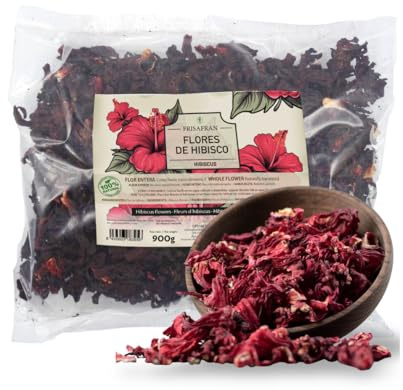 FRISAFRAN | Fiore di Ibisco 900g | Hibiscus Sabdariffa | Rosa d'Abissinia per Infusi | Tè all’Ibisco | Sapore Acidulo e Rinfrescante | Uso a Freddo o Caldo | Fiore intero