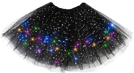 BALAYSIER Tutu Skirts for Women with LED Light Tutu Adult Teen Tulle Skirt for Carnival Ballet Halloween Costumes(Black)