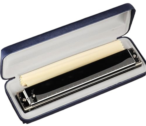 Mundharmonika-Set Chromatische Mundharmonika 24-Loch C-Tonart Polyphone Professionelle Mundharmonika Für Anfänger(Black)