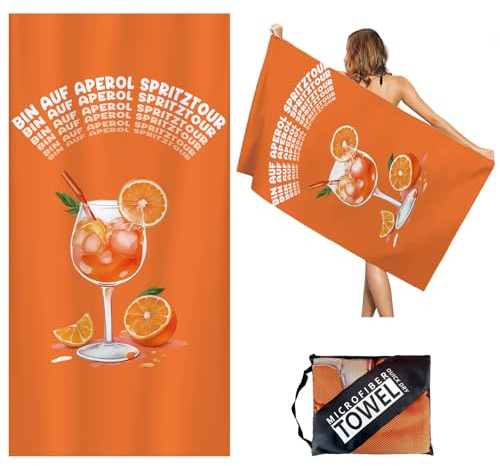 Aperol Geschenk Strandtuch 90x180cm, Aperol Strandtuch XXL, Sandfest Strandhandtuch Groß Aperol Spritz Accessoires Merch Deko Damen, Geschenkset Für Frauen, Kollegin (Bin Auf Aperol Spritztou)