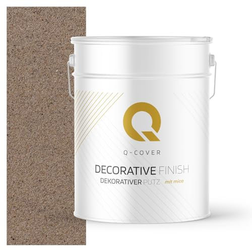 Q-COVER Intonaco decorativo con Mica 15 kg | Tonalità: marrone con polvere color rame (D811) | intonaco glitterato per interni ed esterni | 0,2 – 0,8 mm | intonaco strutturato con effetto | circa 4,5