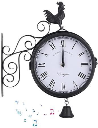 Reloj de jardín de metal, reloj de pared único para exteriores, diseño artístico de hierro artesanal, decoración del hogar de estilo vintage para sala de estar, oficina, cocina, dormitorio, reloj de