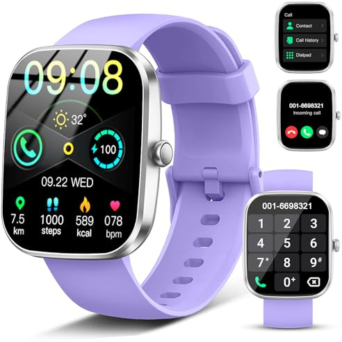 Smartwatch Damen Herren, 1.91'' Zoll HD Smart Watch mit Bluetooth Anrufe, Fitness Tracker Schrittzähler mit 110+ Sportmodi, Schlafmonitor SpO2 Herzfrequenz, IP68 Wasserdicht Fitnessuhr für Android iOS