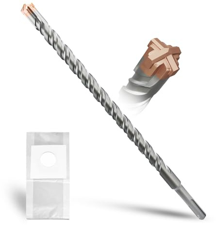 METOTY SDS Plus Hammer Drill Bit 16mm×310mm, with 4 Carbide Cutting Edges, Head with Coating, Masonry Drill, Hammer Drill, Concrete Drill, for Stone, Concrete, Natural Stone, Brick Wall