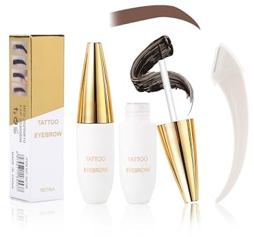 Gel Sourcils Peel Off, 2Pcs Brun Café Teinture Sourcils Tattoo Longue Durée, Waterproof et Anti-transfert, Durée de Vie de 3 Jours, Eyebrow Gel Tint Makeup Set for Natural Look Brows, Cadeau Femme-03