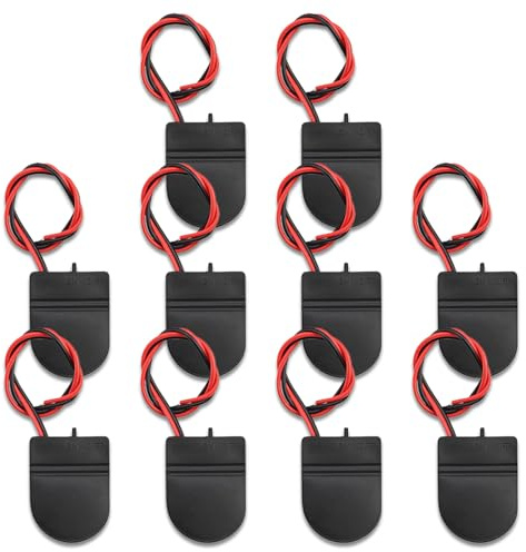 10PCS CR2032 Battery Holders, 1x 3V Black Coin Cell Battery Socket Holder Case Box with 15 cm Wire Lead ON-OFF Switch for Electronics DIY Projects