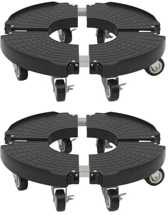 KAPIPALA 2er-Set Schwere Last Pflanzenroller 40-58cm, Verstellbarer Rolluntersetzer für Blumentöpfe mit 8 Bremsrollen, 250kg Tragkraft pro Stück, Wetterfester Transportroller für Garten & Indoor