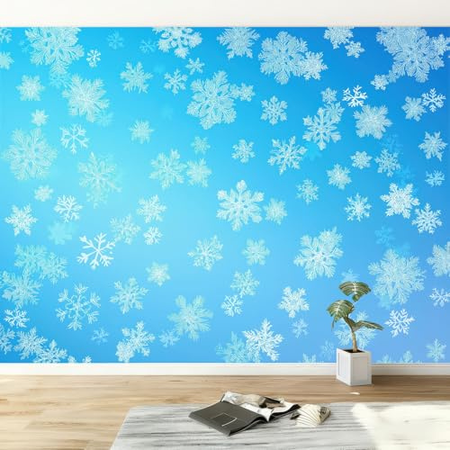 Fototapete Geometrie Schneeflocken Vlies Tapeten Wandtapete B300 x H210 cm, Weihnachten Wanddeko Moderne Design Wand Dekoration Wohnzimmer Schlafzimmer Büro Flur Wandtapete