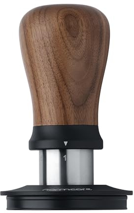 Normcore 58mm Coffee Tamper V5, Spring-loaded Espresso Tamper with 6 Adjustable Pressure Settings, Tri-Spring Technology, Titanium-Coated Flat Base, Walnut Handle and Silcone Stand, Black