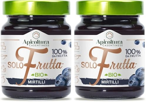 Apicoltura Casentinese, Solofrutta Bio Mirtilli, Composta 100% Frutta Biologica, Vasetto da 295 g (Confezione da 2)