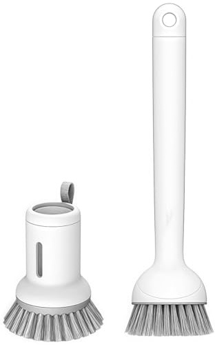 Opatiny 2-Pack Kitchen Cleaning Brushes with Soap Dispenser, Long and Short Handle Dishwashing Tools Pots, Pans, Sinks and Countertops