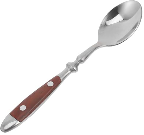 Housoutil Cuchara de Té de Acero Inoxidable 430 Mango de Madera Ergonómico, Cucharas Mezcladoras para Postres y Aperitivos, Cucharilla Versátil para Dulces, Helado y Fiestas