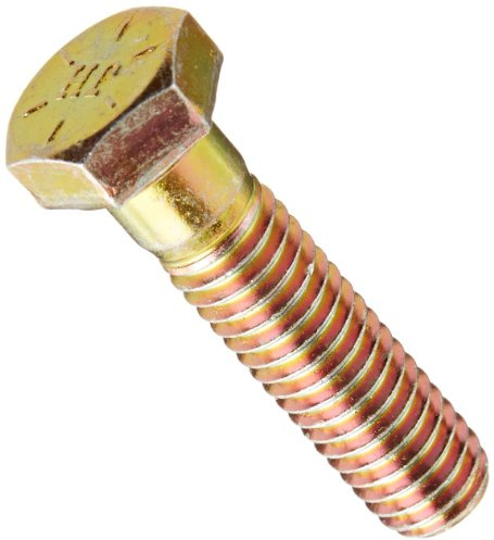 Steel Hex Bolt, Grade 8, Zinc Yellow-Chromate Plated Finish, Hex Head, External Hex Drive, Meets ASME B18.2.1/SAE J429, 3-1/2 Length, Partially Threaded, 5/8-11 Threads (Pack of 5)
