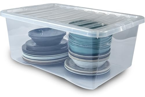 1 x Aufbewahrungsbox Deckel transparent 45L stapelbar Box Kunststoff Büro