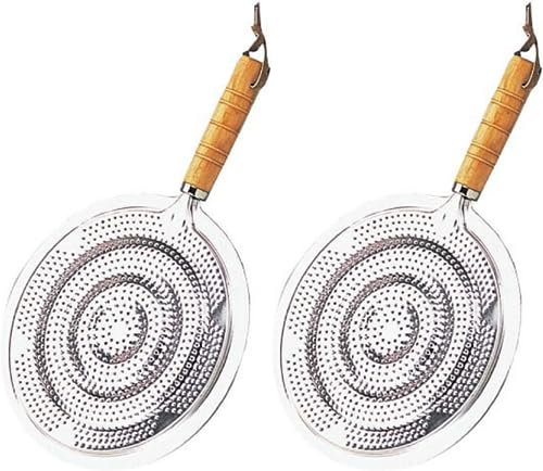 2 Simmer Ring Flame Heat Diffuser with Wooden Handle 2 Pack with Hanging Loop