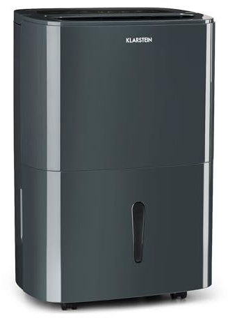 Klarstein DryFy20 Deshumidificador de Aire - Secadora de reformas, 420 W, 20 L/día, Espacio Ideal: 40-50 m², Filtro Nylon, DrySelect, Modo silencioso, 45 dB, Antracita
