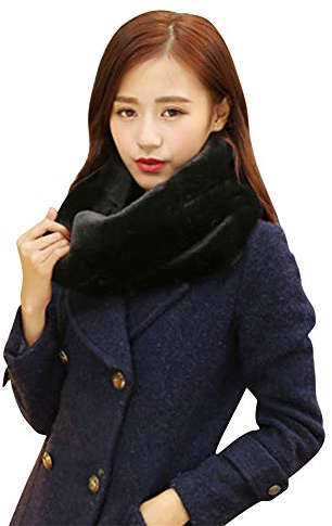 IBLUELOVER Women Men Snood Scarf Winter Autumn Plush Lining Thicken Faux Fur Loop Neckerchief Unisex Thermal Neck Warmer Wrap Scarves Outdoor Windproof Circle Tube Scarf for Cycling Skiing