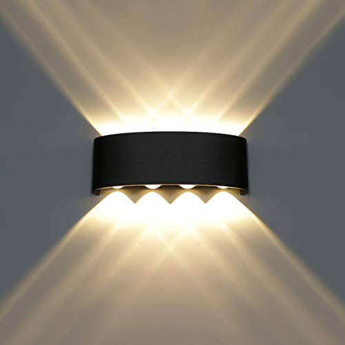 HAWEE 8W Moderno Apliques de Pared LED Luz de Pared Interior Exterior | Aluminio LED Bañadores de Pared, Impermeable IP65, para Baño Porche Dormitorio Pasillo Sala de Estar Escaleras KTV